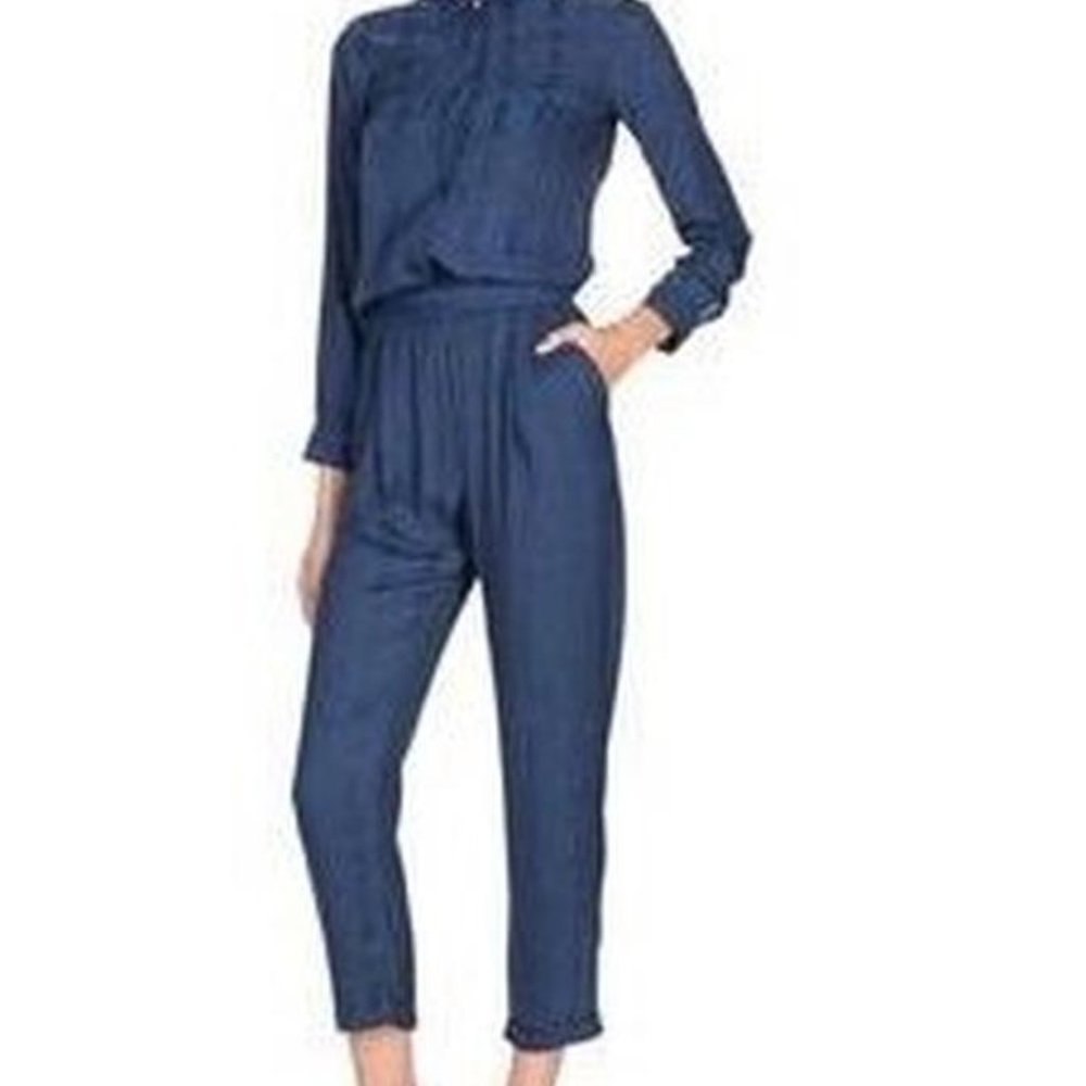 NWT Patrizia Pepe Navy Blue Snake Print Faux Silk Jumpsuit IT 42 US 6